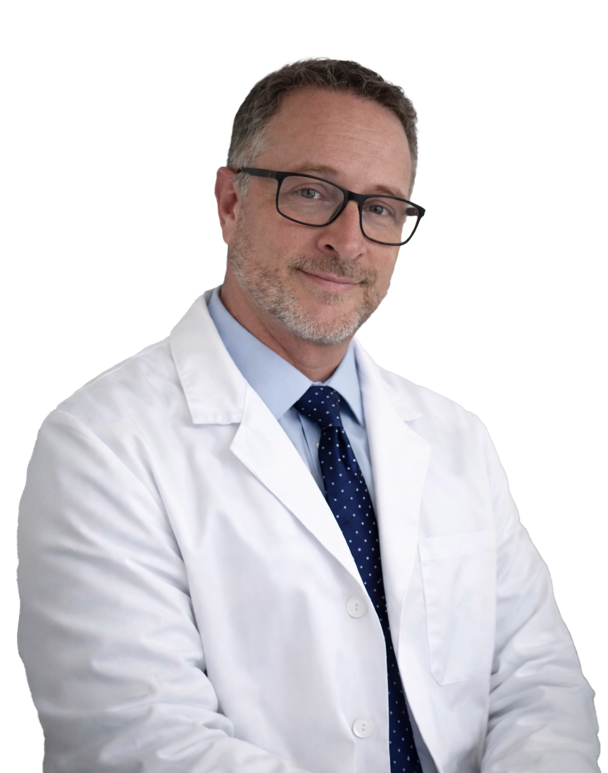 Matt Wurst smiling in a white coat.